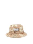 Matchesfashion.com Ganni - Logo-print Denim Bucket Hat - Womens - Beige