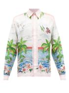 Casablanca - Ukiyo-e Print Silk-twill Shirt - Mens - Pink Multi