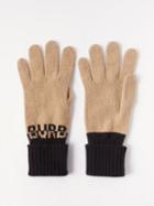 Burberry - Logo-jacquard Cashmere Gloves - Mens - Beige Black