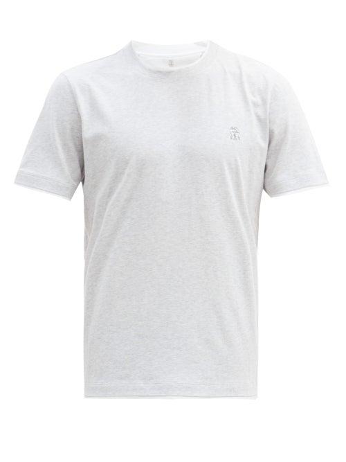 Matchesfashion.com Brunello Cucinelli - Double-edged Cotton-jersey T-shirt - Mens - Grey