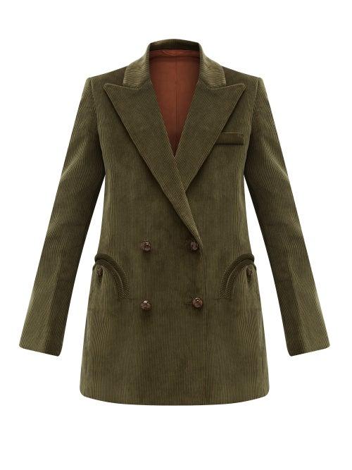 Matchesfashion.com Blaz Milano - Classic Touch Double Breasted Corduroy Blazer - Womens - Green