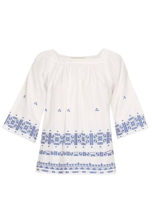 Vanessa Bruno Dalma Square-neck Embroidered Top