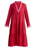 Matchesfashion.com Daft - V Neck Contrast Dress - Womens - Red Multi
