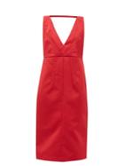 Matchesfashion.com No. 21 - V Neck Satin Midi Dress - Womens - Red