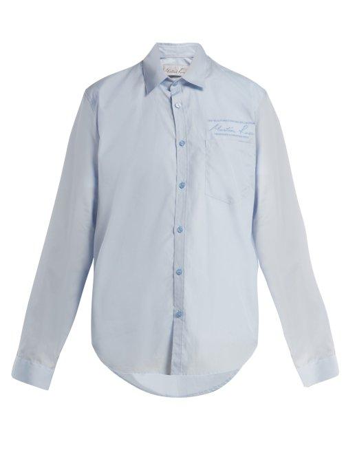 Matchesfashion.com Martine Rose - Logo Embroidered Cotton Shirt - Womens - Blue