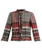 Matchesfashion.com Oscar De La Renta - Fringed Cotton Blend Tweed Jacket - Womens - Black Multi