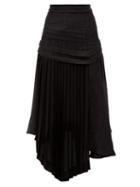 Matchesfashion.com Aje - April Asymmetric Pleated Midi Skirt - Womens - Black
