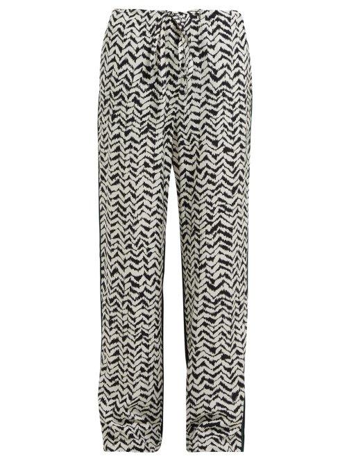 Matchesfashion.com Haider Ackermann - Greenfield Chevron Stripe Crepe Trousers - Womens - Black White