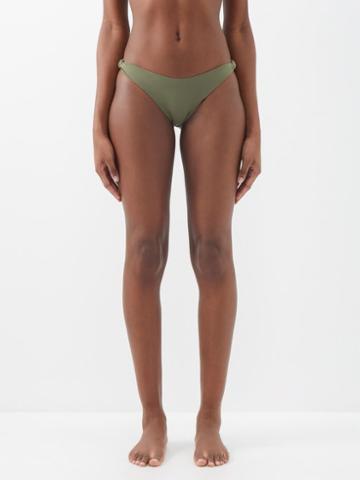 Raquel Diniz - Gathered-side Bikini Briefs - Womens - Green