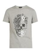 Matchesfashion.com Alexander Mcqueen - Patchwork Skull Print Cotton T Shirt - Mens - Grey