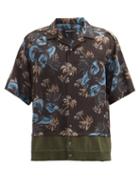 Matchesfashion.com Undercover - Statue And Palm-print Twill And Jersey Shirt - Mens - Black