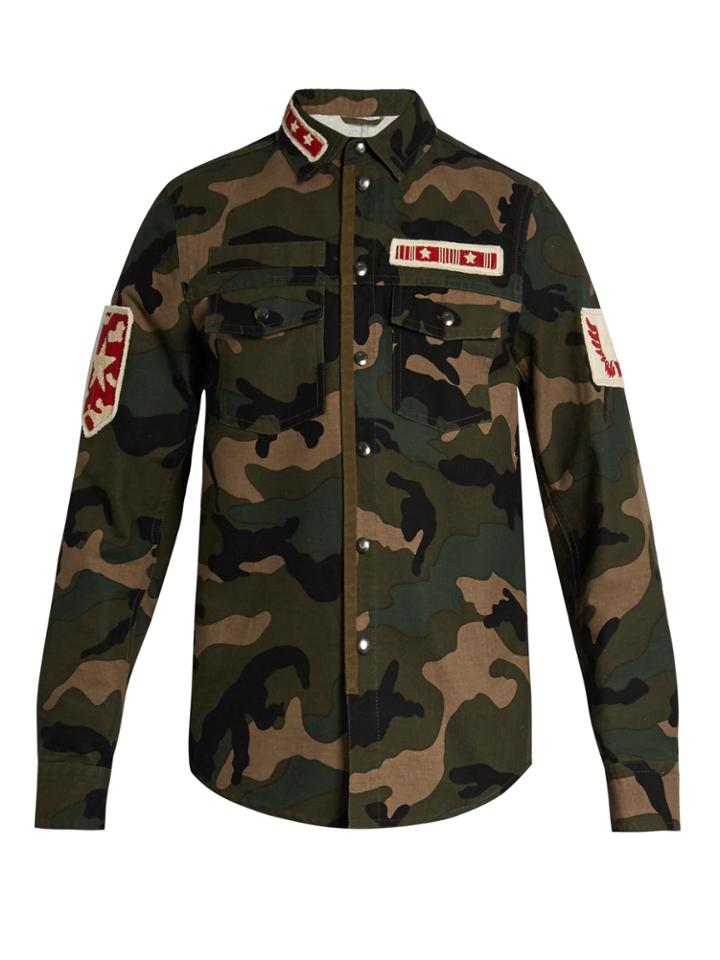 Valentino Patch-appliqu Camouflage-print Cotton Jacket