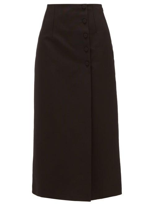 Matchesfashion.com Gucci - Cady Side-button Cotton-blend Canvas Skirt - Womens - Black