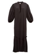 Matchesfashion.com Khaite - Bianca Lace Up Satin Dress - Womens - Black