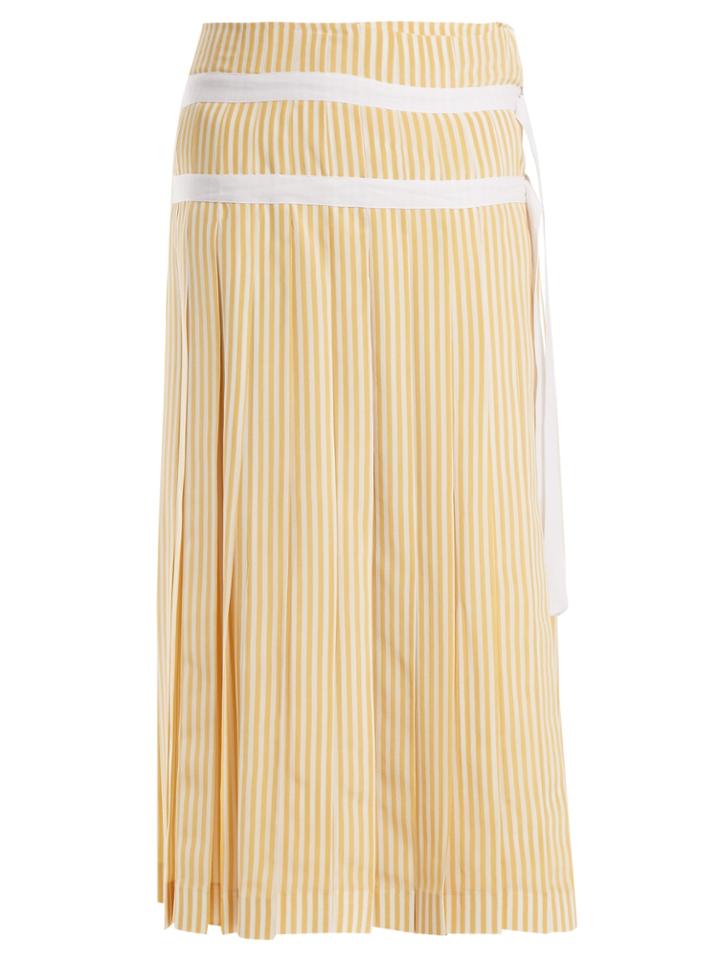 Joseph Clyde Pleated Striped Silk Wrap Skirt