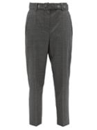 Matchesfashion.com Brunello Cucinelli - Belted Houndstooth Wool Trousers - Womens - Black White