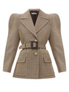 Matchesfashion.com Givenchy - Belted Single Breasted Checked Wool Jacket - Womens - Beige Multi