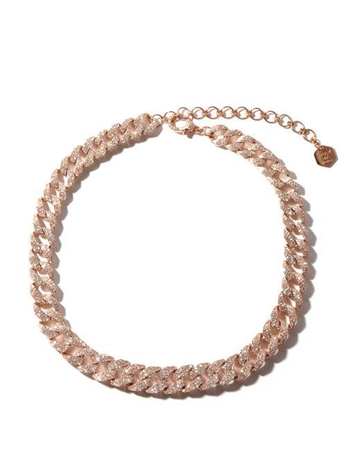 Shay - Diamond & 18kt Rose-gold Curb-chain Choker - Womens - Rose Gold