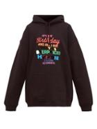 Matchesfashion.com Vetements - Slogan Print Cotton Jersey Hooded Sweatshirt - Womens - Black Multi