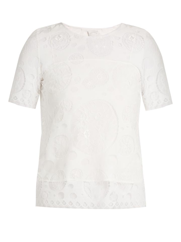 Huishan Zhang Callie Semi-sheer Floral Eyelet-lace Top