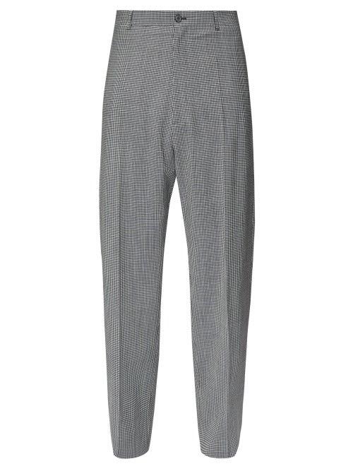 Matchesfashion.com Balenciaga - Checked Wool-blend Wide-leg Trousers - Mens - Grey