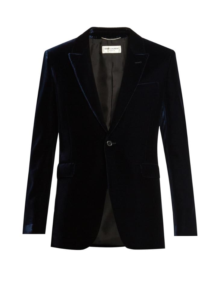 Saint Laurent Peak-lapel Velvet Blazer