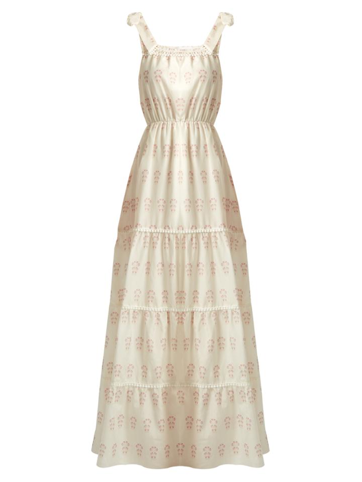 Athena Procopiou Summer Morning Tiered Cotton And Silk-blend Dress