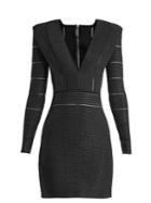 Balmain Deep V-neck Knitted Mini Dress