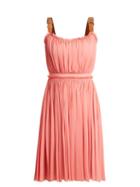 Matchesfashion.com Alexander Mcqueen - Leather Buckle Strap Jersey Dress - Womens - Pink