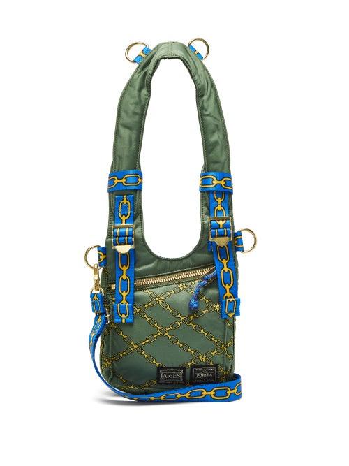 Matchesfashion.com Aries - X Porter Chain-print Harness-strap Bag - Womens - Khaki Multi