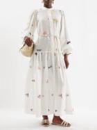 Zimmermann - Butterfly-embroidered Belted Shirt Dress - Womens - Ivory Multi