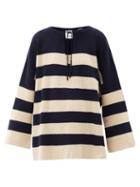 Matchesfashion.com Allude - Tie-neck Striped Wool-blend Sweater - Womens - Black Stripe