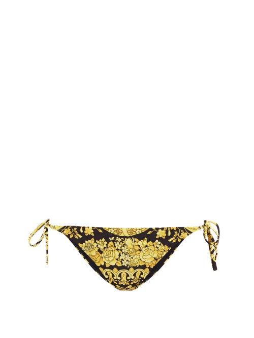 Matchesfashion.com Versace - Acanthus-print Low-rise Bikini Briefs - Womens - Black Print