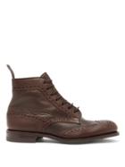 Matchesfashion.com Tricker's - Adstone Grained Leather Brogue Boots - Mens - Brown