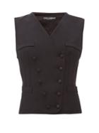 Matchesfashion.com Dolce & Gabbana - Double Breasted Wool Blend Twill Waistcoat - Womens - Black