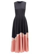 Matchesfashion.com Roksanda - Alesi Hem-panel Crepe Midi Dress - Womens - Navy Multi