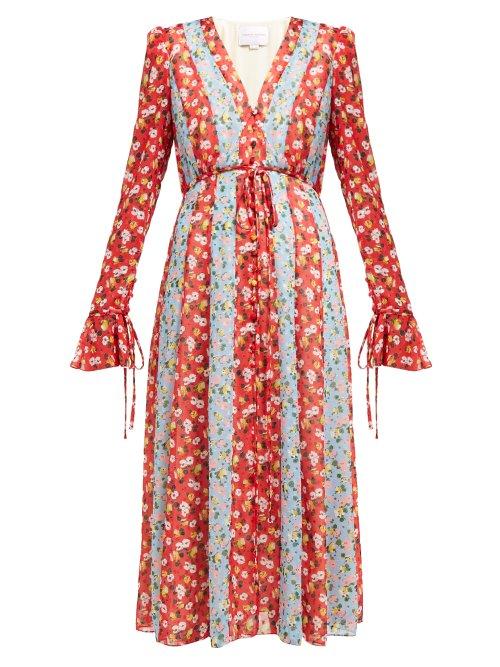 Matchesfashion.com Carolina Herrera - Floral Print Chiffon Midi Dress - Womens - Red Multi