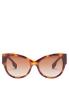Matchesfashion.com Burberry - Logo Tortoiseshell Acetate Sunglasses - Womens - Tortoiseshell