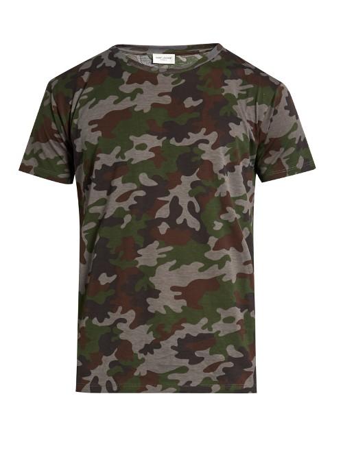 Saint Laurent Camouflage-print Cotton-jersey T-shirt