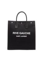 Matchesfashion.com Saint Laurent - Neo Rive Gauche-print Canvas Tote Bag - Mens - Black White