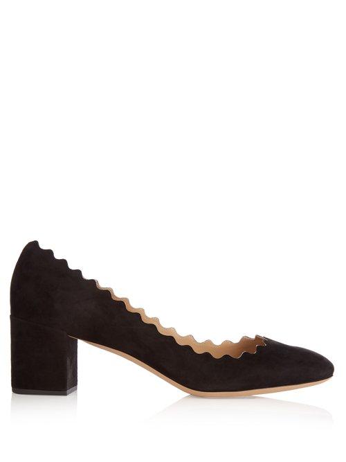 Matchesfashion.com Chlo - Lauren Scallop Edge Suede Pumps - Womens - Black