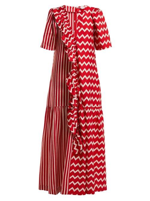 Matchesfashion.com Stella Mccartney - Gabrielle Zigzag Print Maxi Dress - Womens - Red White