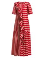 Matchesfashion.com Stella Mccartney - Gabrielle Zigzag Print Maxi Dress - Womens - Red White