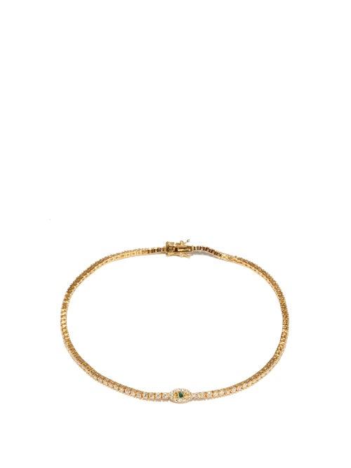 Jacquie Aiche - Evil Eye Diamond & 14kt Gold Anklet - Womens - Crystal