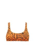 Matchesfashion.com Reina Olga - Rocky Tiger-print Scoop-neck Bikini Top - Womens - Orange Print