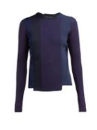 Matchesfashion.com Proenza Schouler - Panelled Knitted Sweater - Womens - Blue Multi
