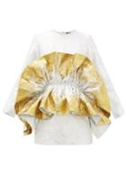 Matchesfashion.com Germanier - Ruffled Metallic Jacquard Mini Dress - Womens - Gold