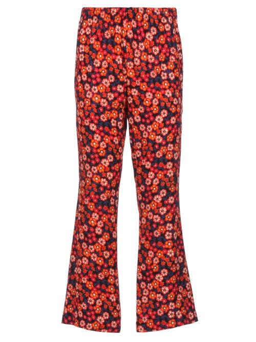 Matchesfashion.com Marni - Pop Garden-print High-rise Flared-leg Trousers - Womens - Black Print