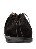 Matchesfashion.com Saint Laurent - Monogram Suede Drawstring Bucket Bag - Womens - Black