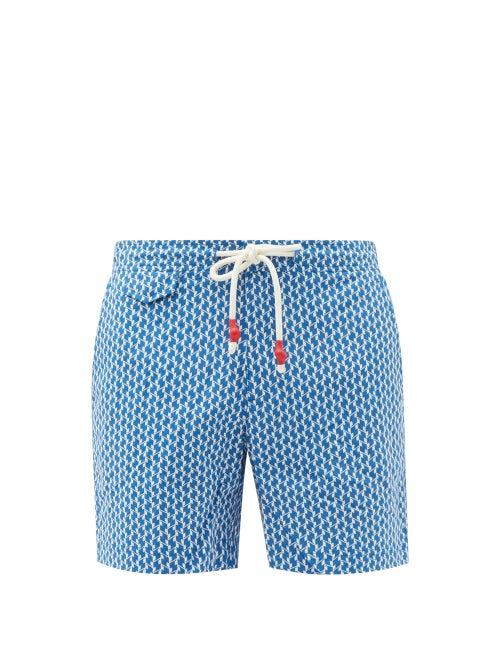 Matchesfashion.com Orlebar Brown - Standard Castell-print Swim Shorts - Mens - Blue
